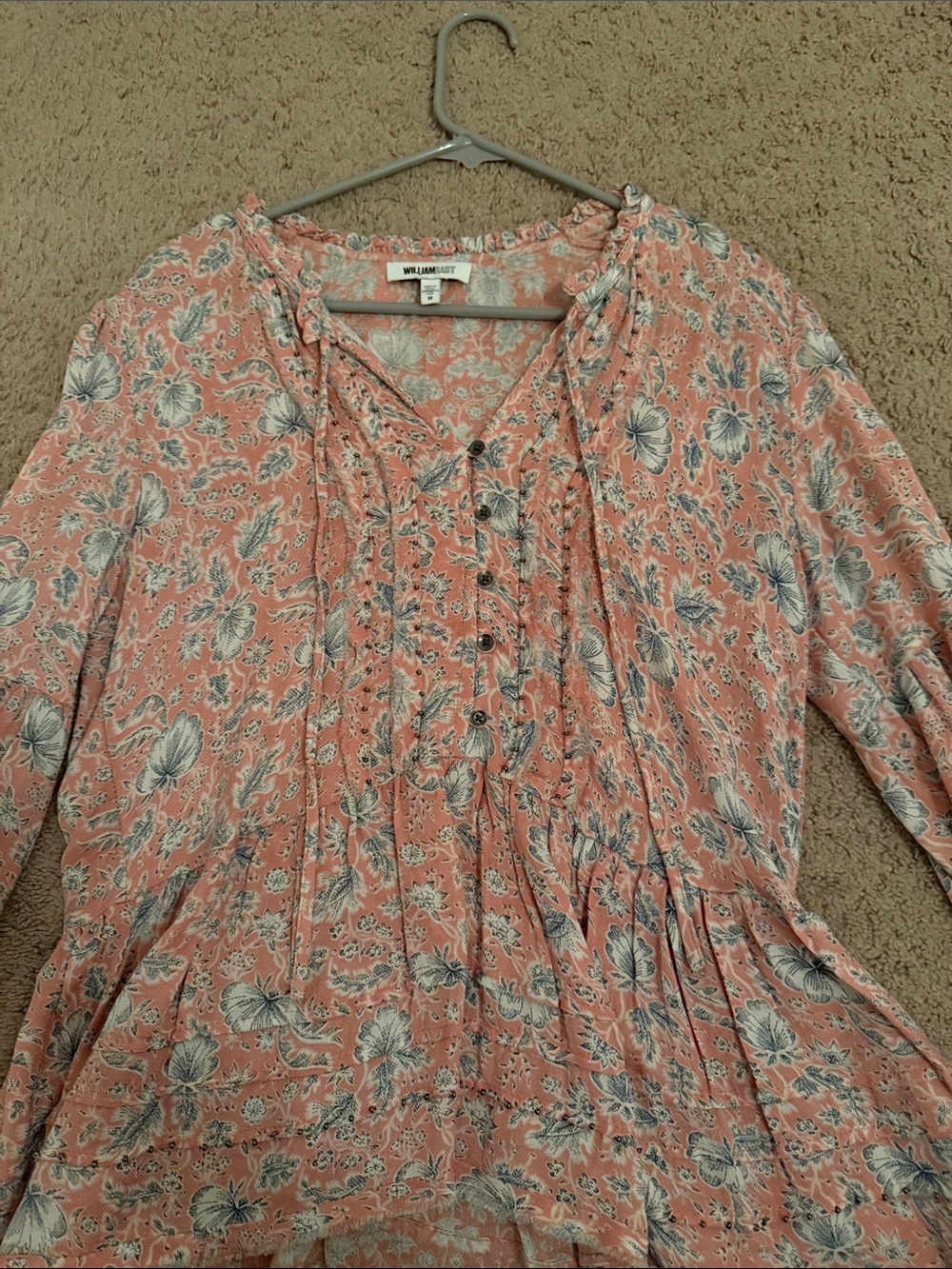 William Rast Pink Floral Peasant Blouse